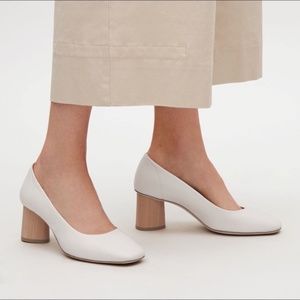 COS Women's White Square Toe Pumps